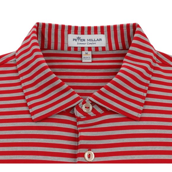 Peter Millar Other - Peter Millar Summer Comfort Polo Shirt Men's Medium Red Striped Cherry Hills